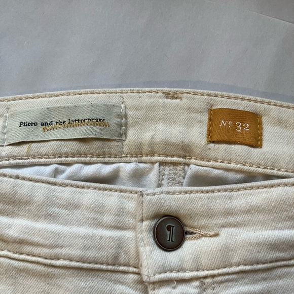 Pilcro Jeans Sz 32 Cream Skinny Zip Hem Casual Comfort Stretch - Picture 4 of 8